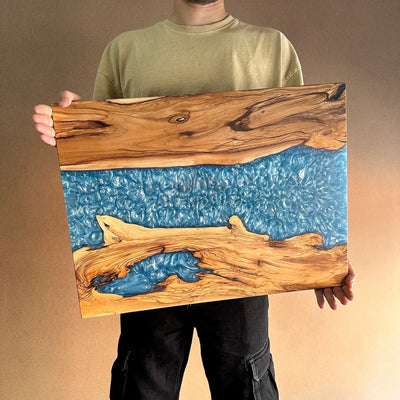 Blue wood charcuterie board - Art Wood Lab