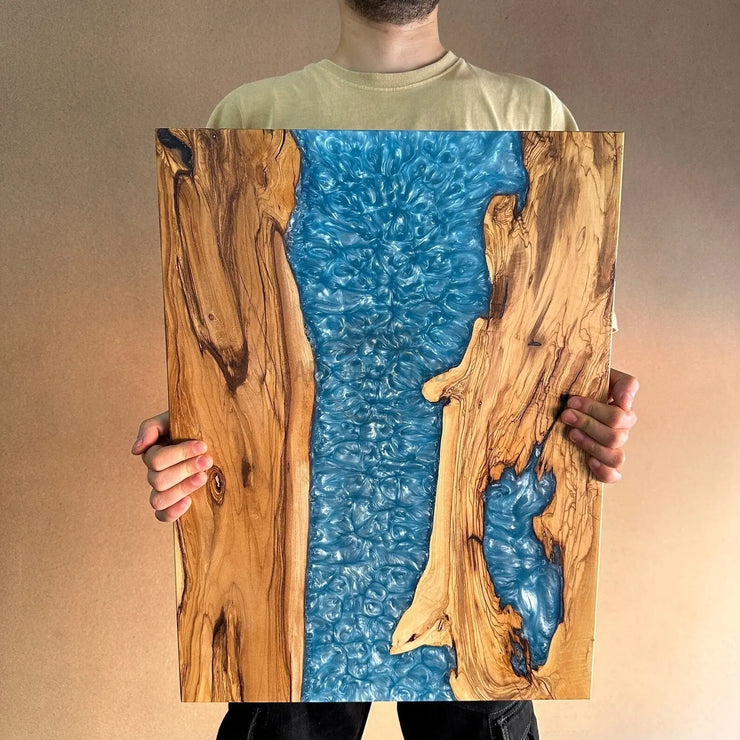 Blue wood charcuterie board - Art Wood Lab