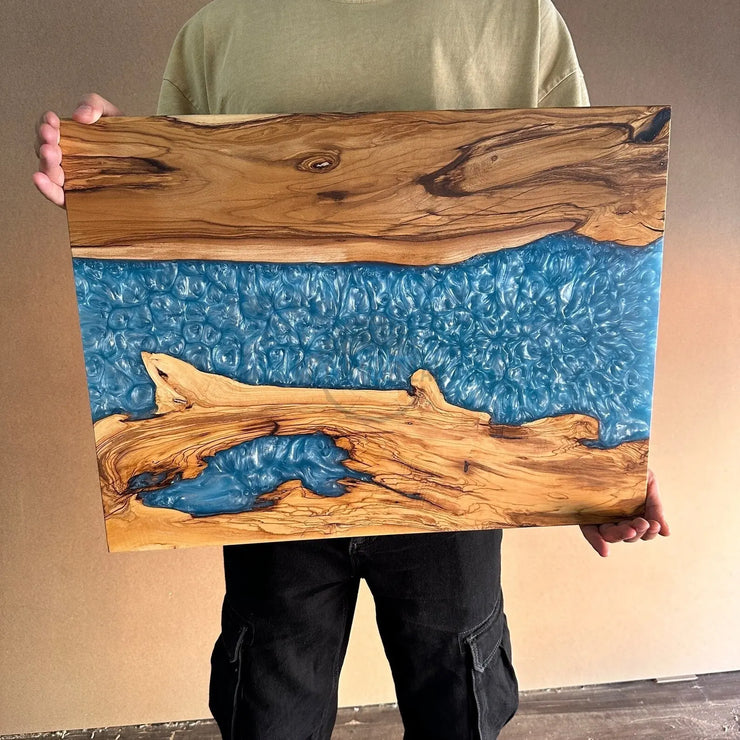 Blue wood charcuterie board - Art Wood Lab