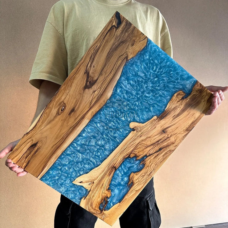 Blue wood charcuterie board - Art Wood Lab