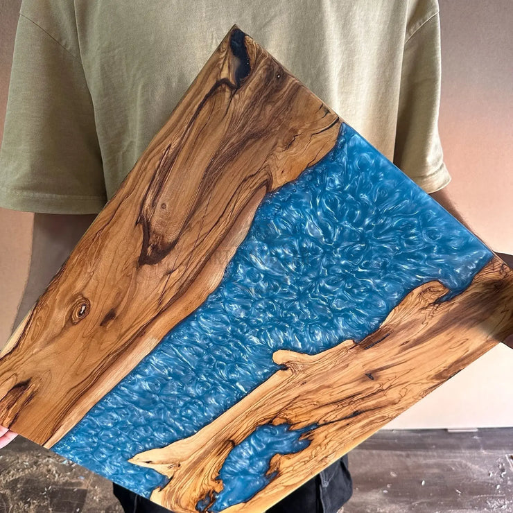 Blue wood charcuterie board - Art Wood Lab