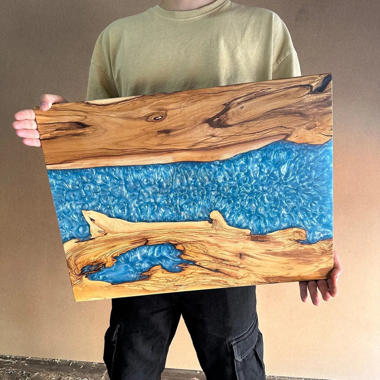 Blue wood charcuterie board - Art Wood Lab