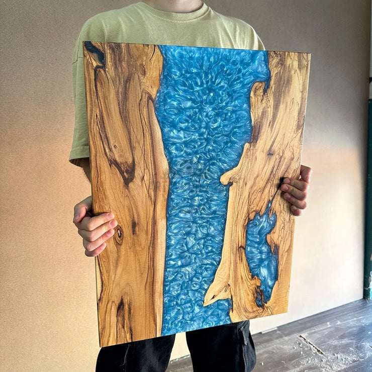 Blue wood charcuterie board - Art Wood Lab