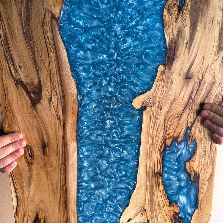 Blue wood charcuterie board - Art Wood Lab