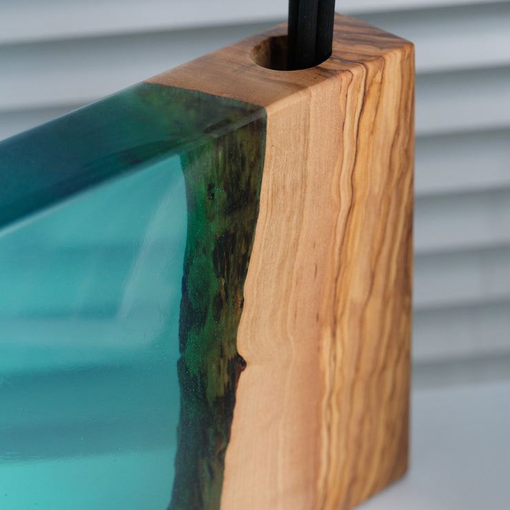 Epoxy Reed Diffuser Square, Handmade Wood Resin Diffuser with Black Reed Wood Sticks, Housewarming Gift, Luxury Home Decor, Christmas Gift - Art Wood Lab