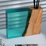 Epoxy Reed Diffuser Square, Handmade Wood Resin Diffuser with Black Reed Wood Sticks, Housewarming Gift, Luxury Home Decor, Christmas Gift - Art Wood Lab