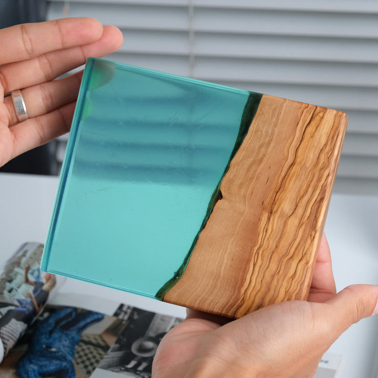 Epoxy Reed Diffuser Square, Handmade Wood Resin Diffuser with Black Reed Wood Sticks, Housewarming Gift, Luxury Home Decor, Christmas Gift - Art Wood Lab