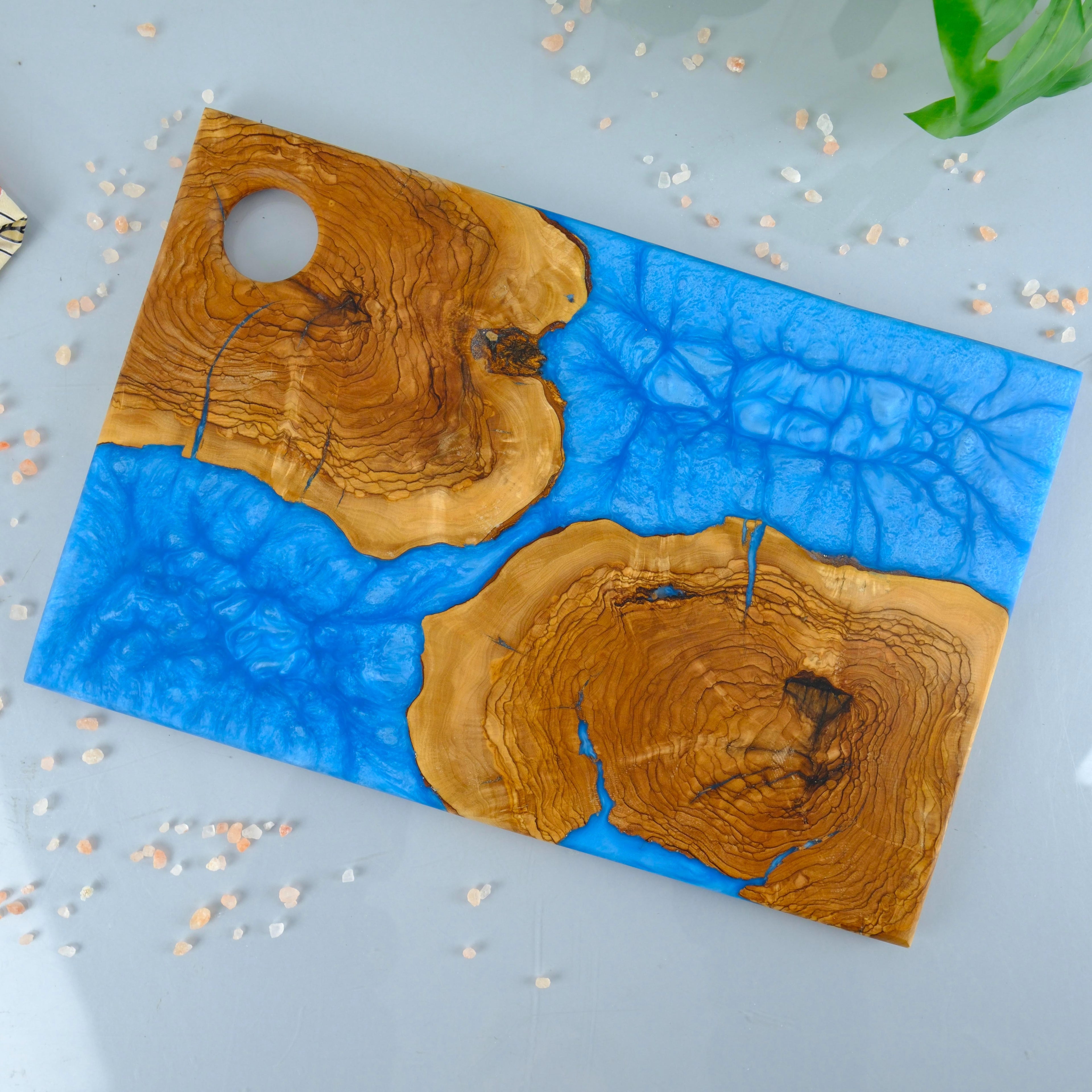 Personalized Olive Wood Charcuterie Board, Epoxy Resin Art, Handmade