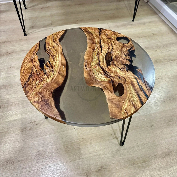 Epoxy coffee table in olive wood - Art Wood Lab