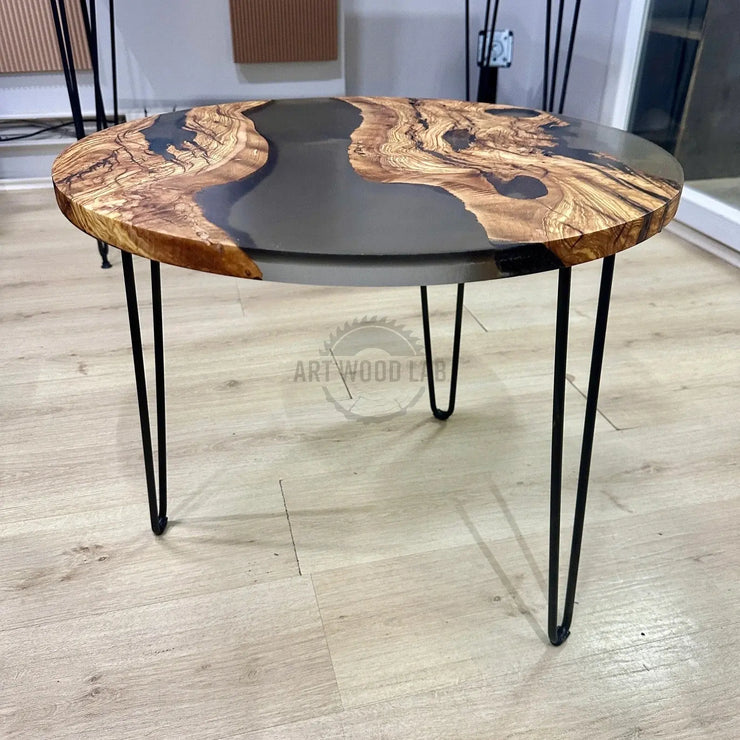 Epoxy coffee table in olive wood - Art Wood Lab