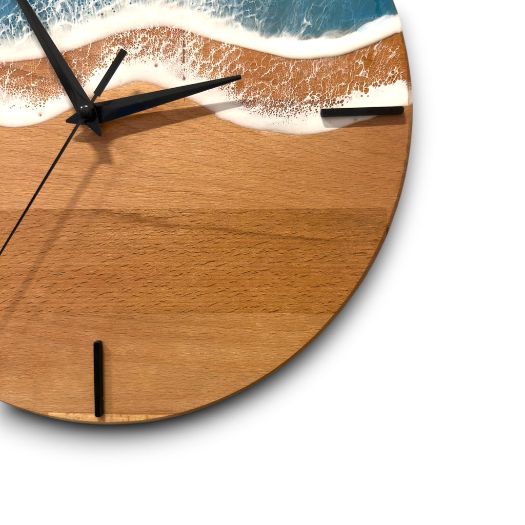 Handmade Ocean Wave Resin Wall Clock – Premium Wooden Epoxy Clock – Perfect Housewarming Gift