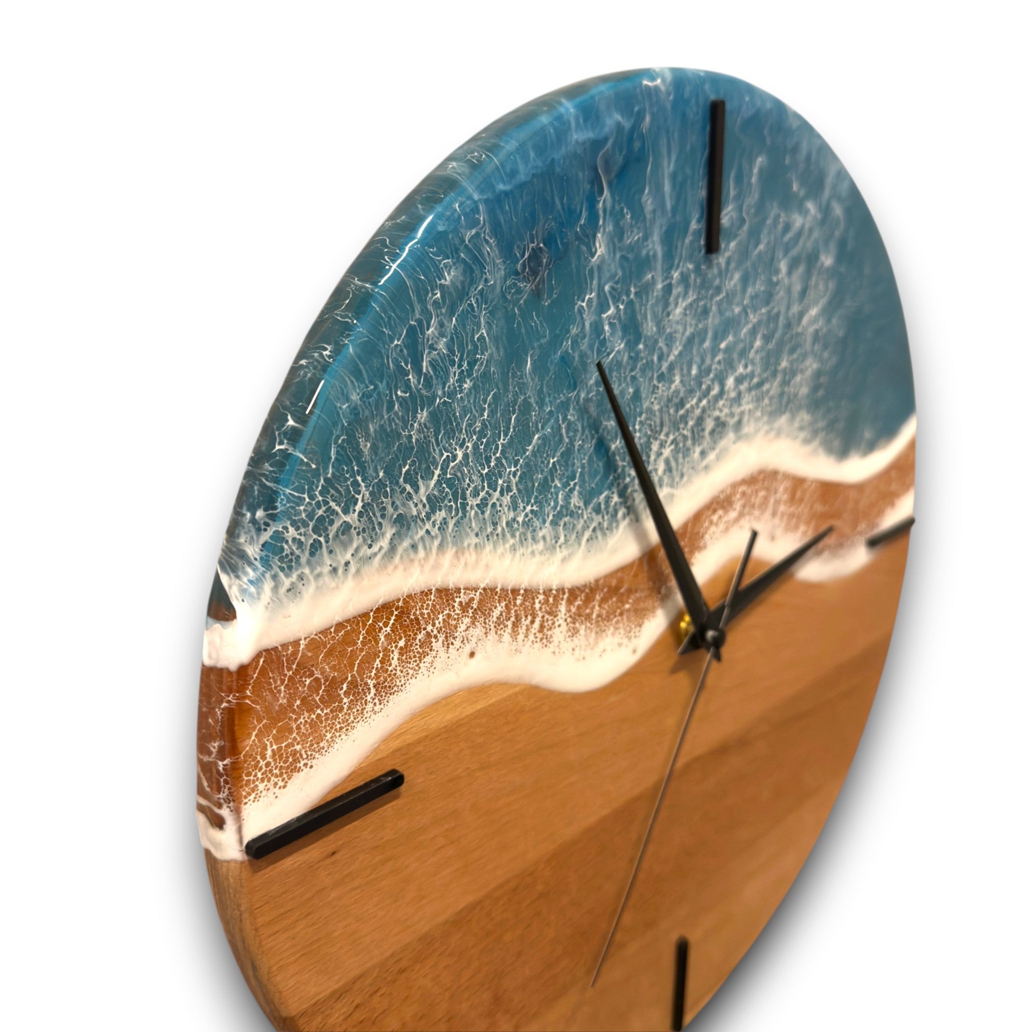 Handmade Ocean Wave Resin Wall Clock – Premium Wooden Epoxy Clock – Perfect Housewarming Gift
