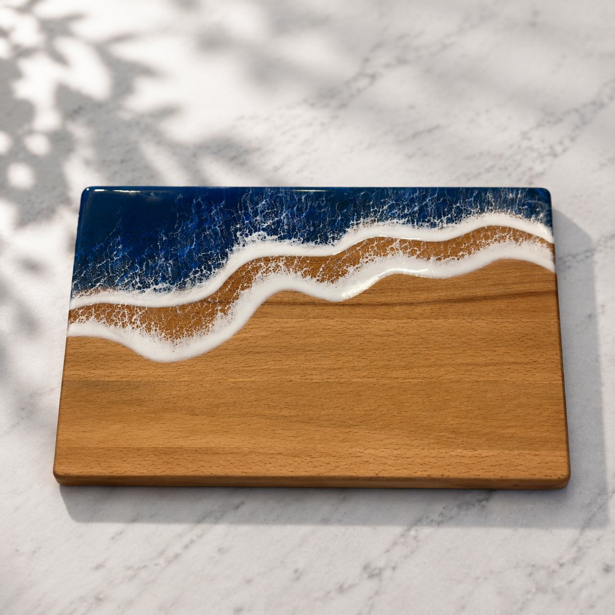 Handmade Charcuterie Serving Board, Ocean Resin Cheese Board, Epoxy Wood Kitchen Decor