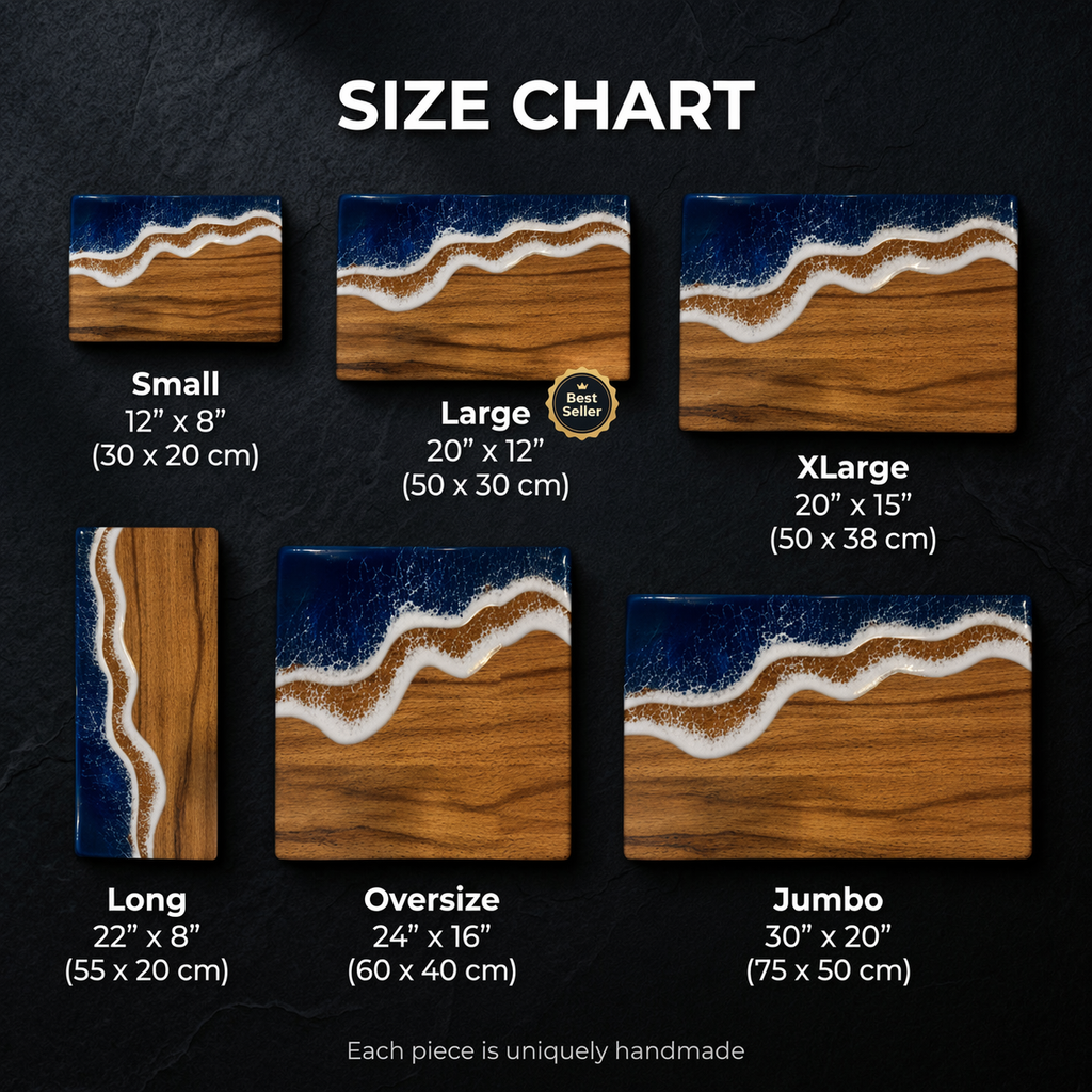 Handmade Charcuterie Serving Board, Ocean Resin Cheese Board, Epoxy Wood Kitchen Decor