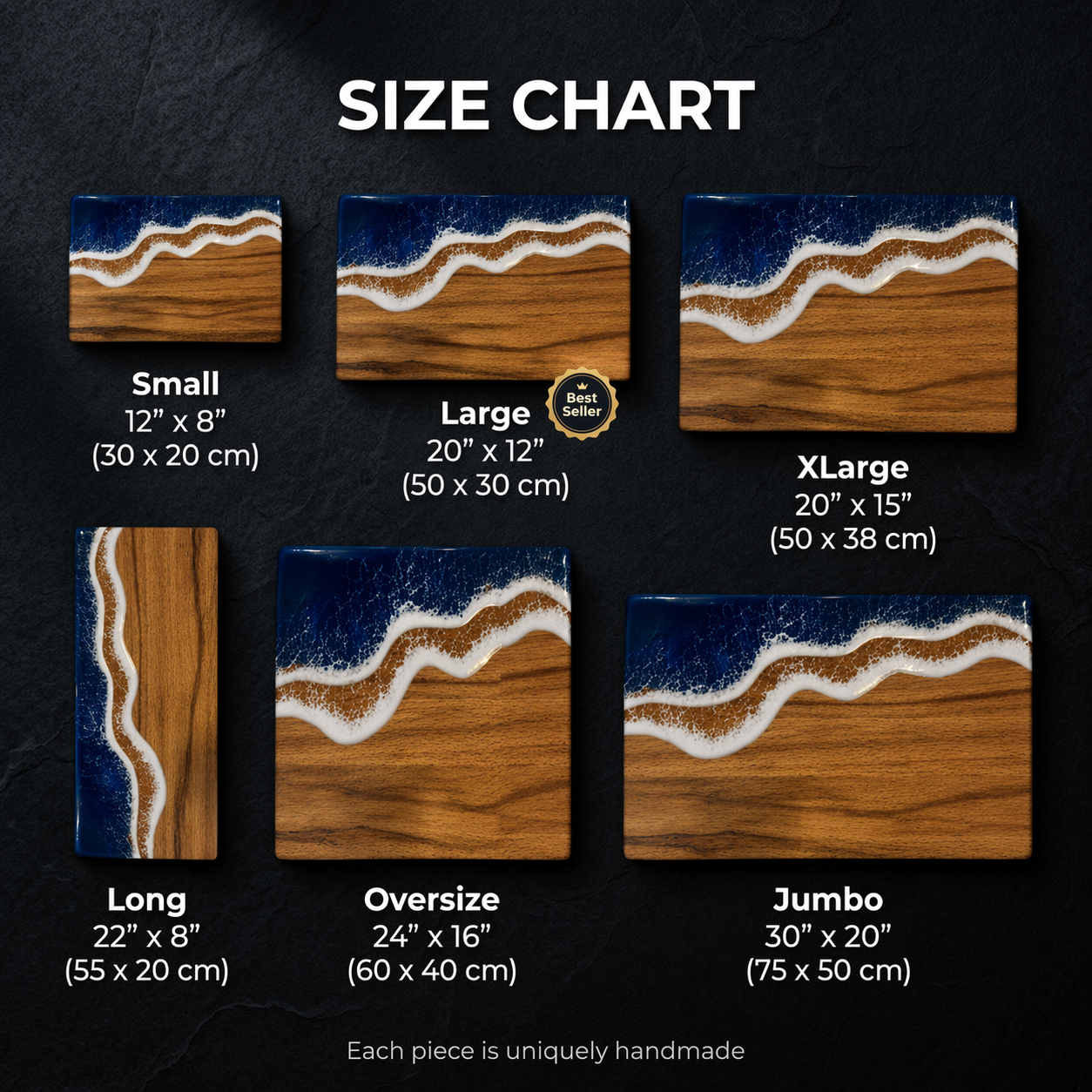 Handmade Charcuterie Serving Board, Ocean Resin Cheese Board, Epoxy Wood Kitchen Decor
