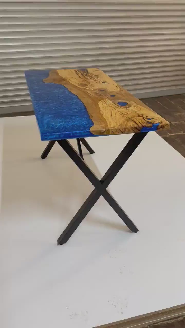 Wood and Epoxy Dining table, wood dining table